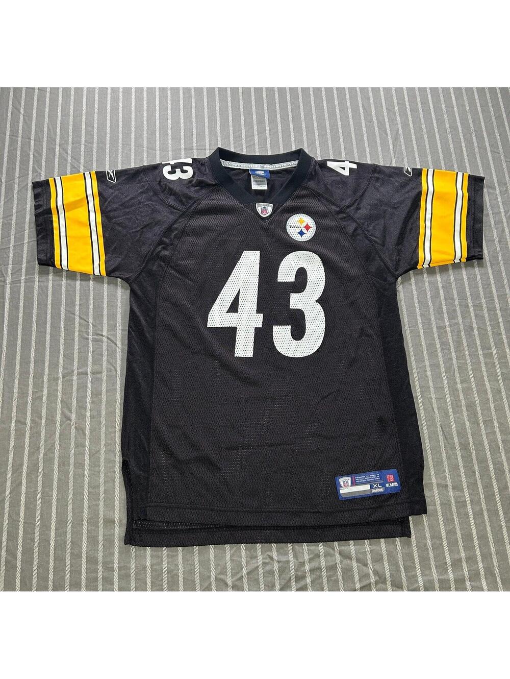 vintage Reebok NFL Pittsburgh Steelers Troy Polamalu #43 jersey Youth XL 18-20
